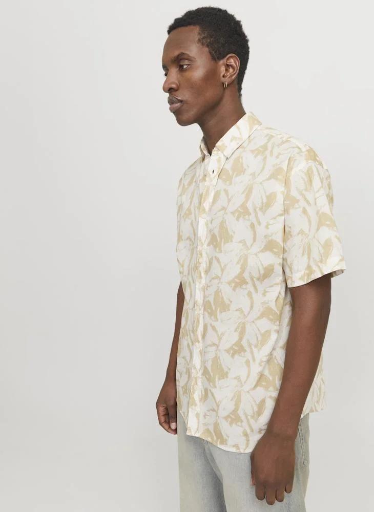جاك اند جونز Jorjoshua Split Printed Relaxed Fit Shirt