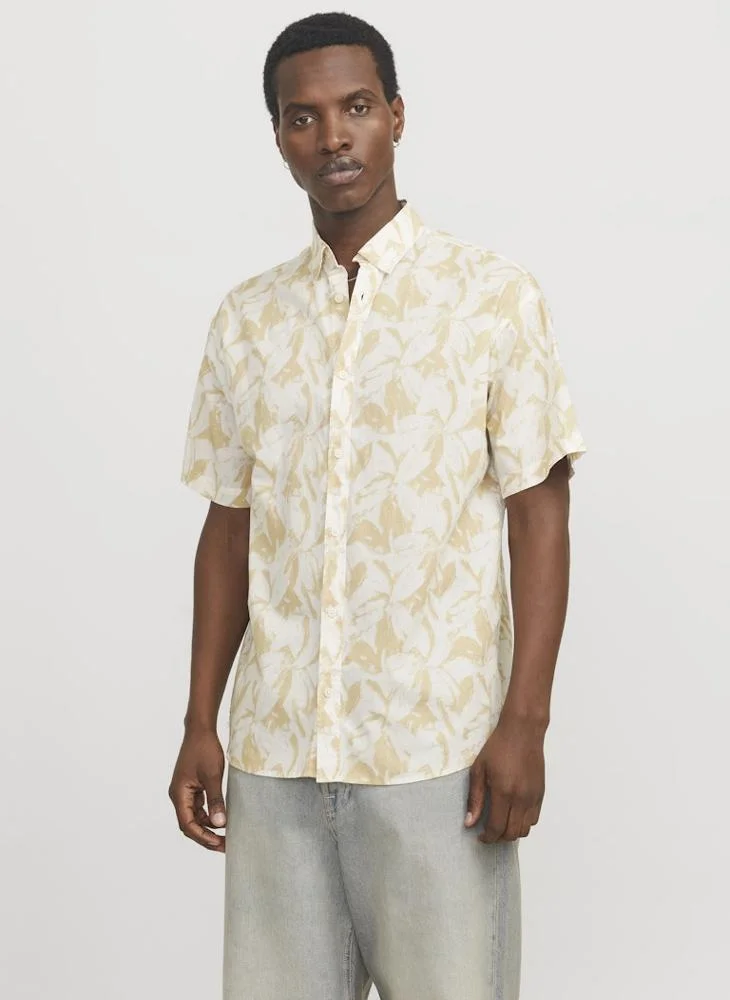 جاك & جونز Jorjoshua Split Printed Relaxed Fit Shirt