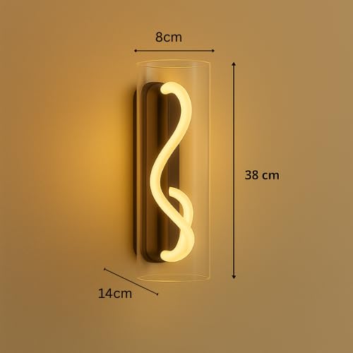 CORALTREE CORAL TREE Modern LED Wall Light with Cylindrical Acrylic Shade | Spiral Rope Design | Warm White | Decorative Wall Lamp for Living Room, Bedroom & Hallway (Height 38 cm) - Image 2