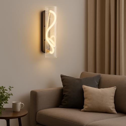 CORALTREE CORAL TREE Modern LED Wall Light with Cylindrical Acrylic Shade | Spiral Rope Design | Warm White | Decorative Wall Lamp for Living Room, Bedroom & Hallway (Height 38 cm) - Image 1