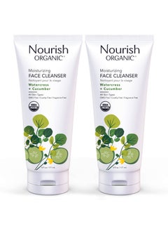 Nourish Organic Moisturizing Face Cleanser for All Skin Types Watercress  Cucumber Face Wash FragranceFree 6 Oz Pack of 2