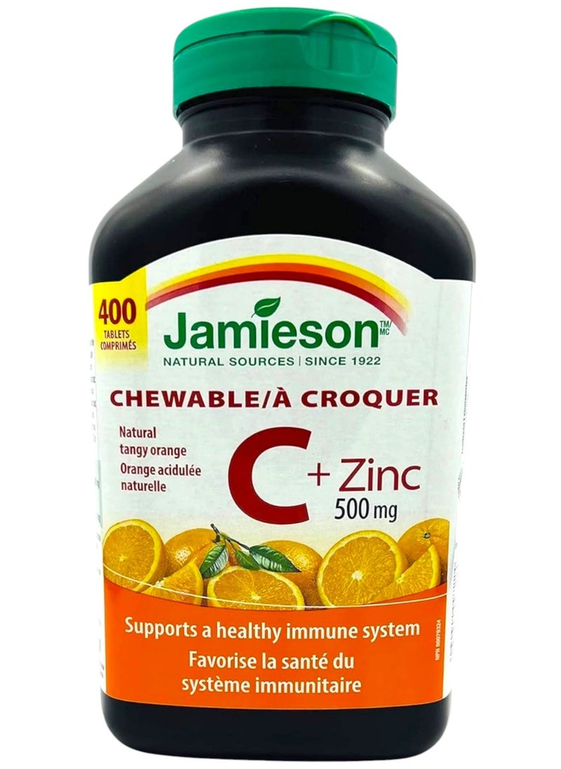 Jamieson Chewable Vitamin C + Zinc 500mg, 400 Tablets  - Image 1