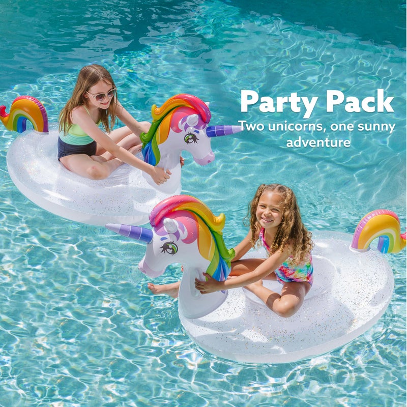 جوين Joyin Unicorn Pool Float Kids - قوس قزح قوس قزح قابل للنفخ مع اللمعان مع بركة ممتعة تطفو على عوامات يونيكورن بيتش ليك عوام - Image 2