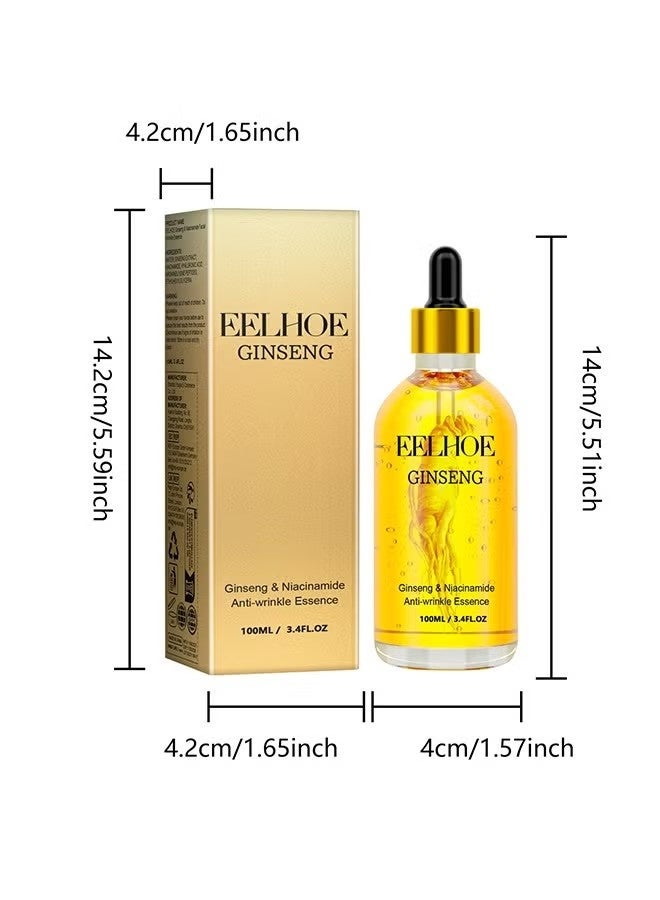 EELHOE Ginseng & Niacinamide Anti-wrinkle Essence, Ginseng Polypeptide Anti-Wrinkle Essence, Ginseng Anti Ageing Serum for Women 100ml - Image 3