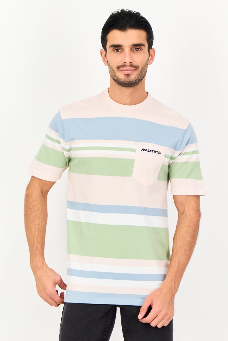NAUTICA Men Crew Neck Short Sleeve Stripe T-Shirt, Multicolor - Image 1