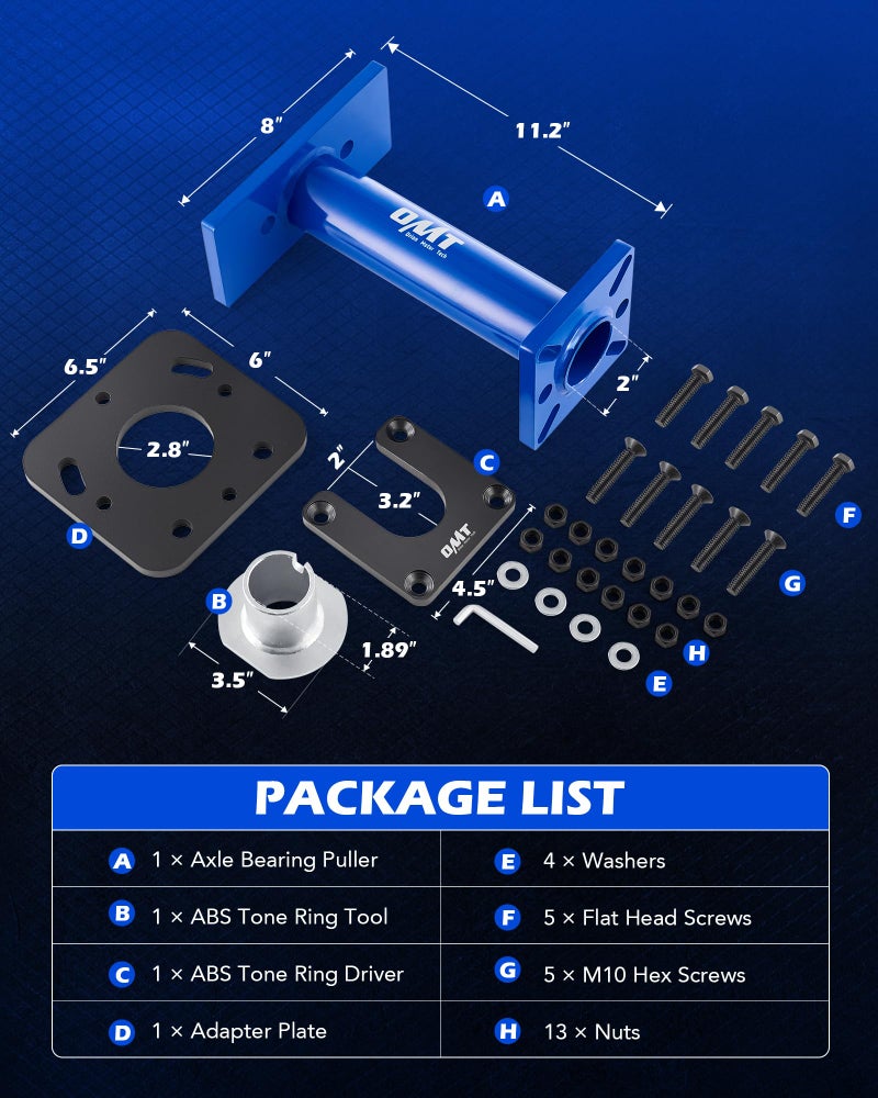 Orion Motor Tech Rear Axle Bearing Puller and Installer, Wheel Bearing Removal Tool with ABS Tone Ring Tool Adapter Plate, Compatible with 1995-2020 Toyota 4Runner Hilux Tacoma T100 Tundra Pick-up - Image 3