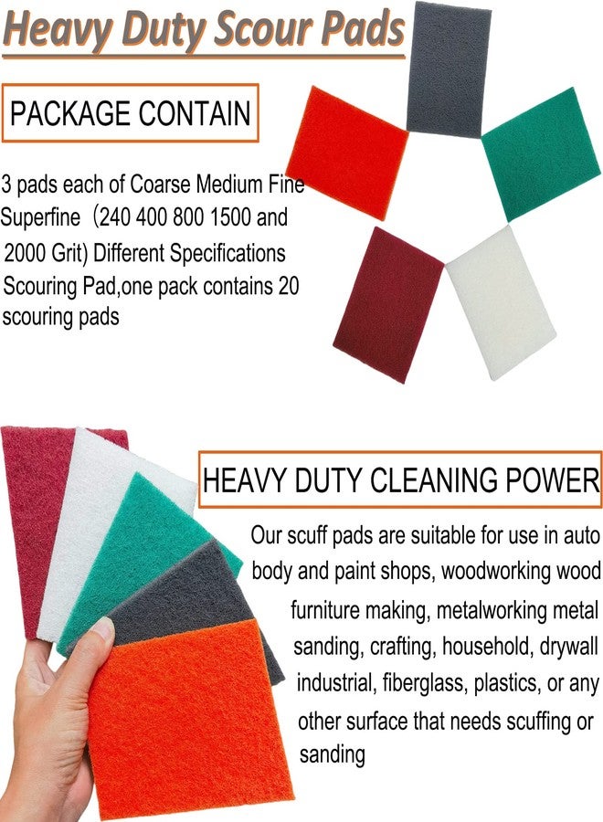 Tonmp 15 Pack 6 x 9 Inch Hand Pads Coarse Medium Fine Superfine 5 Different Specifications Assortment General Purpose Scouring Pad Ideal for Garden Tools and Grills,Automotive Body Tools - Image 4