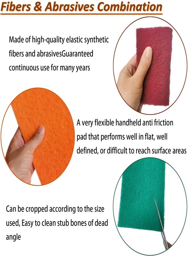 Tonmp 15 Pack 6 x 9 Inch Hand Pads Coarse Medium Fine Superfine 5 Different Specifications Assortment General Purpose Scouring Pad Ideal for Garden Tools and Grills,Automotive Body Tools - Image 3
