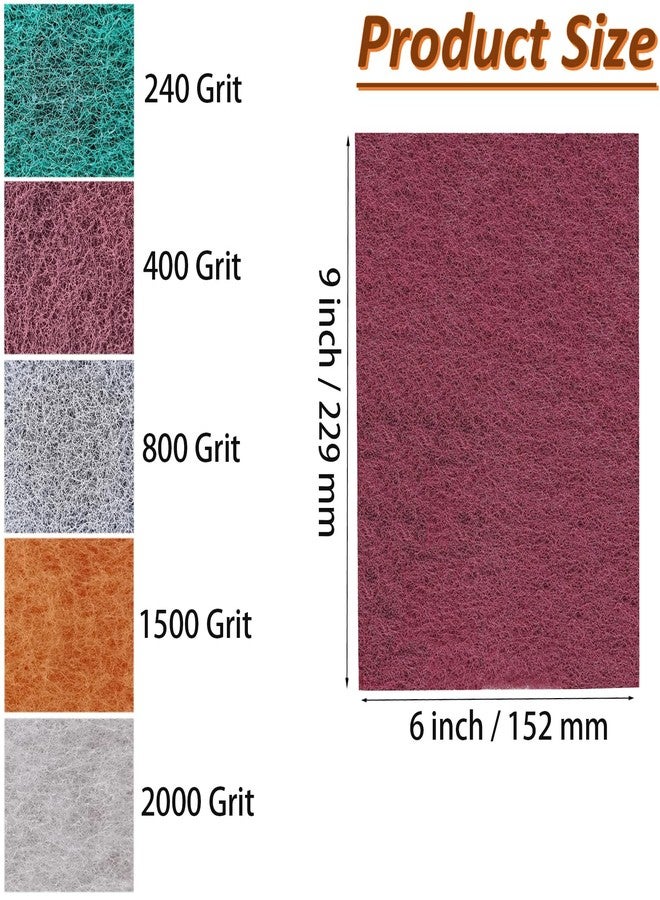 Tonmp 15 Pack 6 x 9 Inch Hand Pads Coarse Medium Fine Superfine 5 Different Specifications Assortment General Purpose Scouring Pad Ideal for Garden Tools and Grills,Automotive Body Tools - Image 2