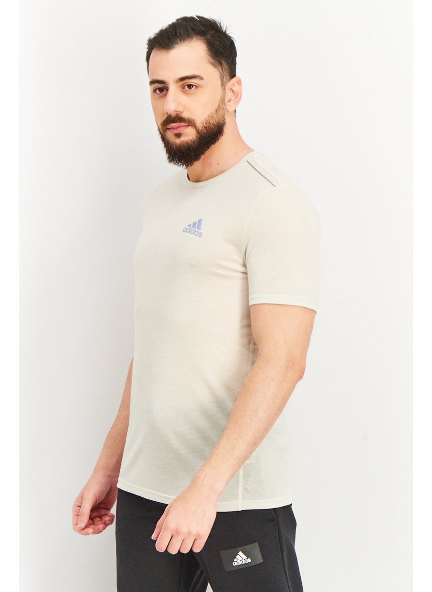 Adidas - Men Sportswear Fit Brand Logo Short Sleeve T-Shirt, Beige - Image 1