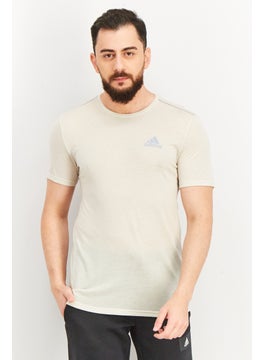 Men Sportswear Fit Brand Logo Short Sleeve T-Shirt, Beige
