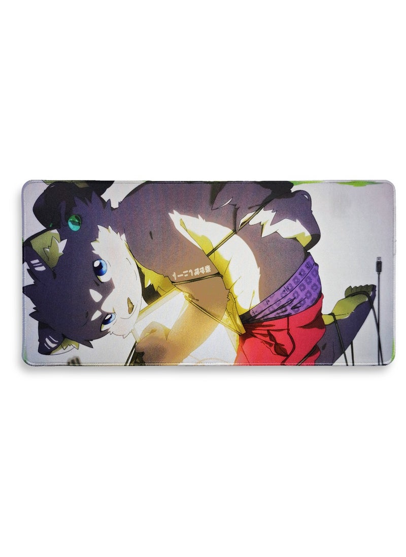 Generic Large Gaming Mouse Pad, Cartoon Wolf (60cm x 30cm x 2mm), Extended Thickened Waterproof Non-Slip Spill-Proof Mouse Mat with Special Textured Surface, Anti-wear Stitched Edges for Keyboard and PC  - Image 1