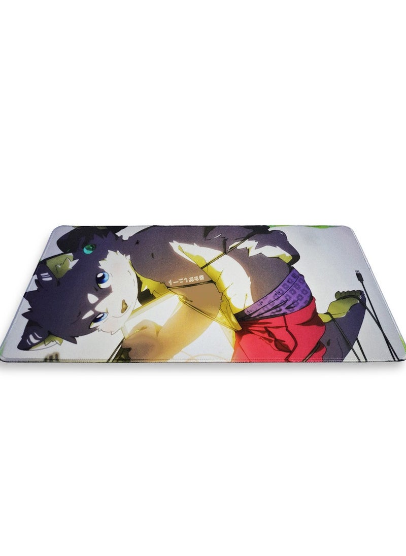 Generic Large Gaming Mouse Pad, Cartoon Wolf (60cm x 30cm x 2mm), Extended Thickened Waterproof Non-Slip Spill-Proof Mouse Mat with Special Textured Surface, Anti-wear Stitched Edges for Keyboard and PC  - Image 2