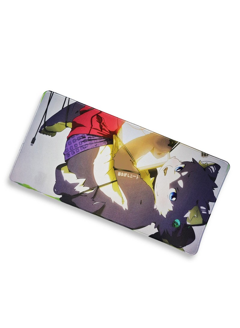 Generic Large Gaming Mouse Pad, Cartoon Wolf (60cm x 30cm x 2mm), Extended Thickened Waterproof Non-Slip Spill-Proof Mouse Mat with Special Textured Surface, Anti-wear Stitched Edges for Keyboard and PC  - Image 4