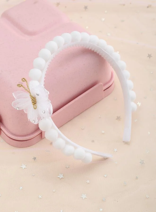 تايك تو Girls White Embellished Butterfly Headband