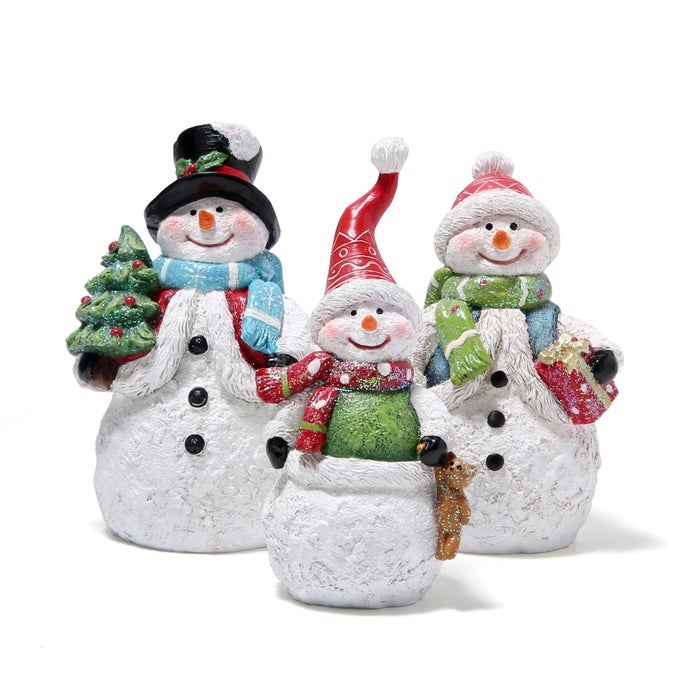 3 PCS CHRISTMAS SNOWMAN FAMILY DECORATIONS XMAS FIGURINES WINTER DECOR HANDMADE FOR HOME PARTY GIFT FAMILY