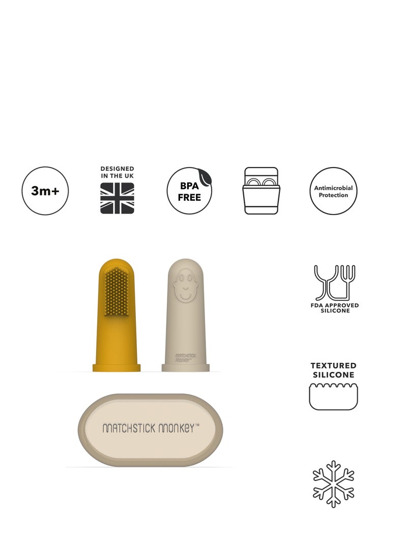 MATCHSTICK MONKEY 2 x Finger Toothbrush and Case Lion and Giraffe - Image 4