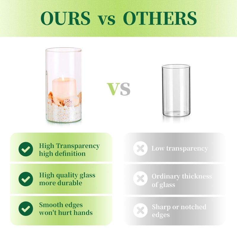 Hewory Glass Cylinder Vases Set of 24, Hewory Tall Clear Vase for Centerpieces, Glass Hurricane Candle Holders for Pillar Floating Candles, Round Vases for Wedding Events Table Decor, 2.6â€ in Diameter - Image 3