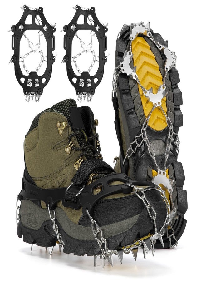 Tomaje 24 Spikes Crampons for Shoes, Anti Slip Ice Cleats for Shoes and Boots, Traction Ice Snow Grip with Stainless Steel Spikes and Silicone Men Women for Hiking, Walking, Climbing, Jogging,Fishing - Image 1