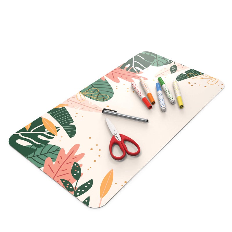 Uncommon Desks Kid's Desk Mat - for Schoolwork Arts & Crafts - Fun Computer & Mouse Pad Blotter - Washable Table Cover - Student School Organizer - Cute Office, Home, School Supplies - Floral Design - Image 1