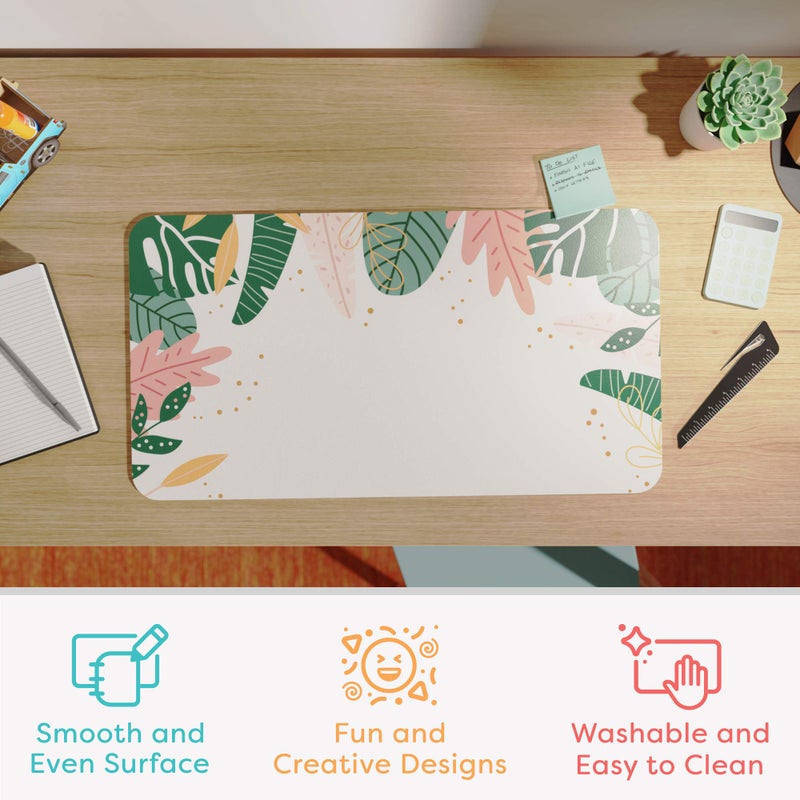 Uncommon Desks Kid's Desk Mat - for Schoolwork Arts & Crafts - Fun Computer & Mouse Pad Blotter - Washable Table Cover - Student School Organizer - Cute Office, Home, School Supplies - Floral Design - Image 2