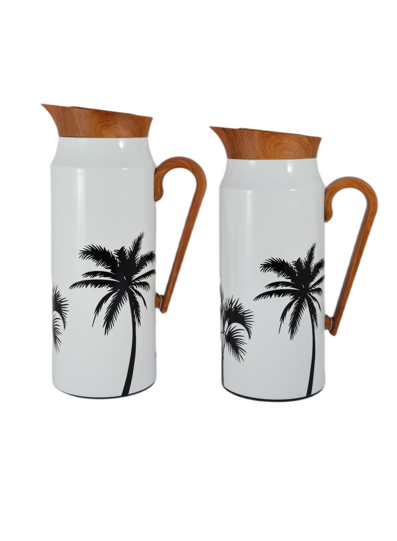 Home Maker 2-Piece Thermal Flask Set – 0.75L & 1L – Stainless Steel Exterior with Inner Glass Insulation - Image 2