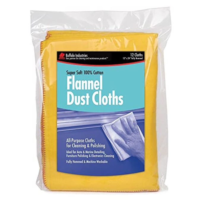 Buffalo Industries (60235) 13" x 24" 100% Cotton Fully Hemmed Yellow Flannel Dust Cloths, Pack of 12, Won't Scratch Fine surfaces, Great for Automotive, Polishing, Cleaning, Machine Washable - Image 5