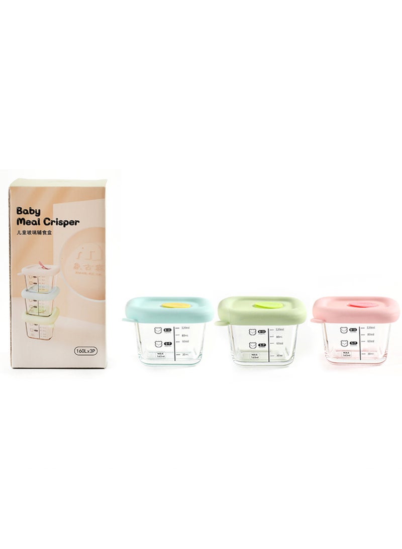 Jourvent 3 PCS Square Baby Food Containers, Reusable Infant Food Storage Jars, Small Snack Container with Lids for Infant & Babies, Microwave & Dishwasher Friendly - Image 1