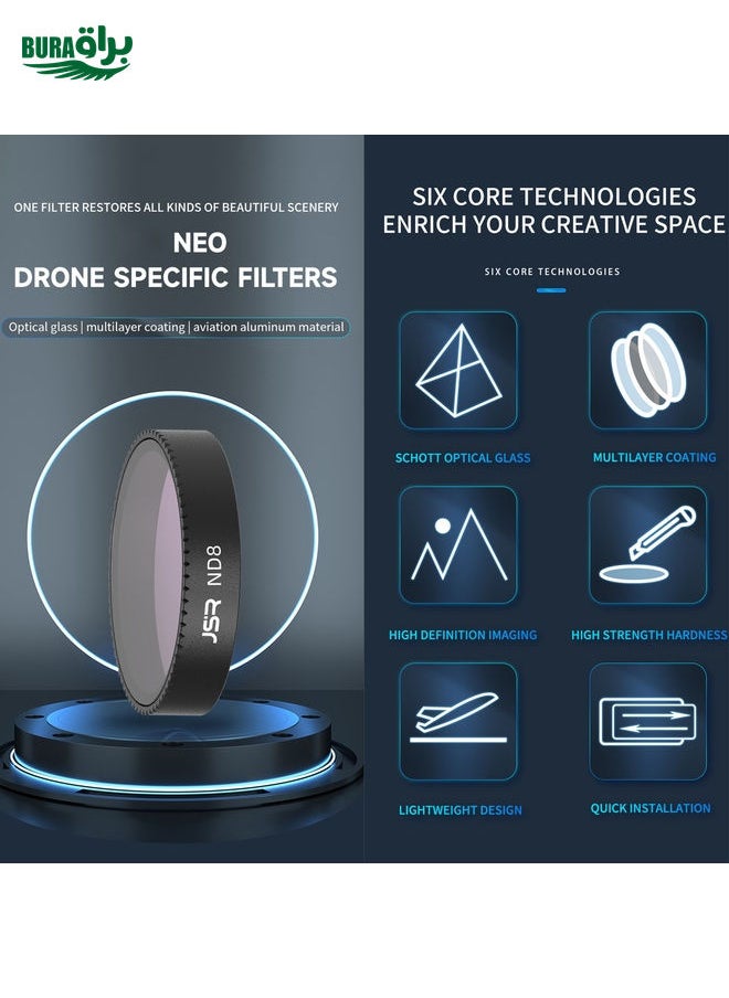 BURAQ For DJI Neo JSR KB Series Drone Lens Filter, Filter:3 in 1 CPL ND8/16  - Image 2