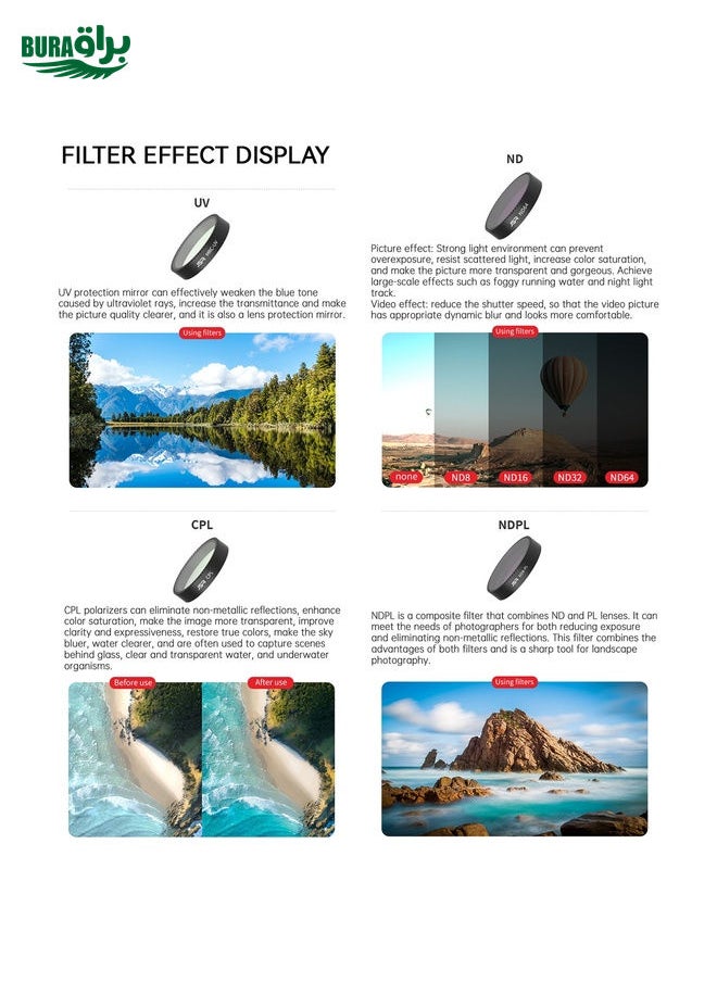 BURAQ For DJI Neo JSR KB Series Drone Lens Filter, Filter:3 in 1 CPL ND8/16  - Image 5
