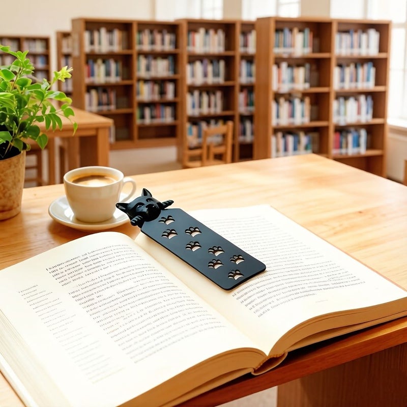 مجموعة علامات كتب القطط ثلاثية الأبعاد بتصميم بصمة مخلب، تحتوي على 3 قطع: أبيض، برتقالي، أسود - Image 4