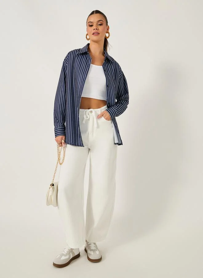 Styli Striped Oversized Collared Shirt