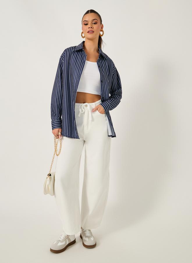 Styli Striped Oversized Collared Shirt - Image 3