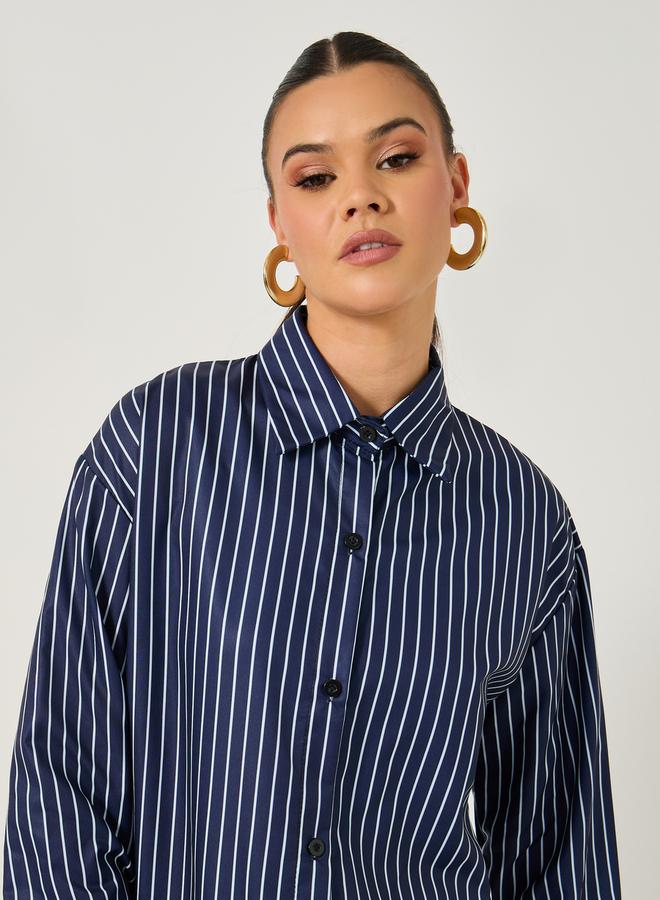 Styli Striped Oversized Collared Shirt - Image 5