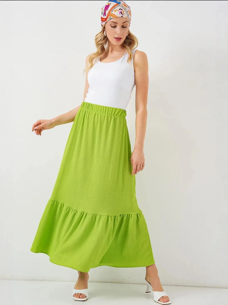 BIG DART BDART Textured Maxi Knit Skirt with Elastic Waist