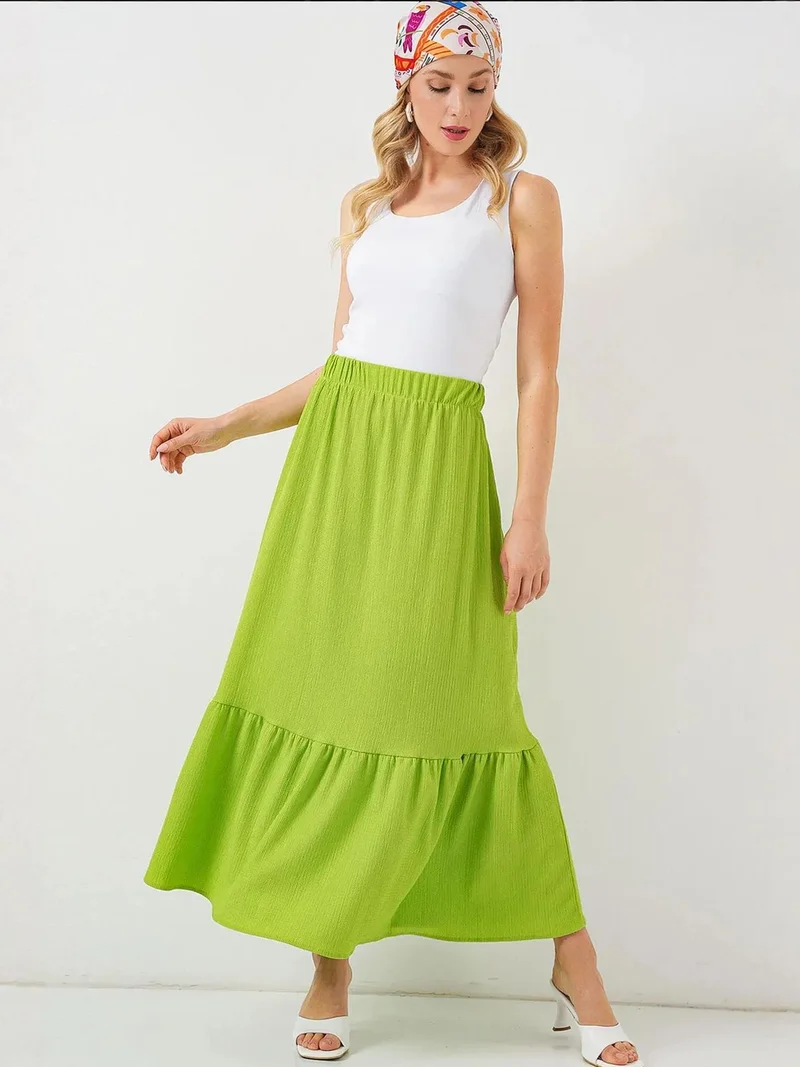 BIG DART BDART Textured Maxi Knit Skirt with Elastic Waist