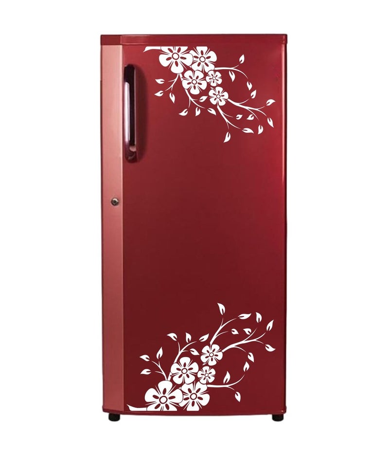 DecorVilla Decor Villa Vinyl PVC Flowers Fridge Wall Sticker 55 x 58 cm White - Image 1