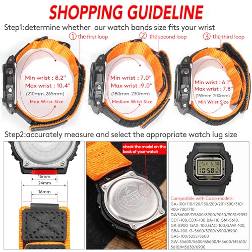 HEMSUT Quick Release 16mm Military Tactical Watch Band for Casio | Shock-Resistant Nylon & Leather Strap | Compatible with GA-100, DW-5600, DW-6900, GW-M5610, GBD-800 Series & More - Image 4