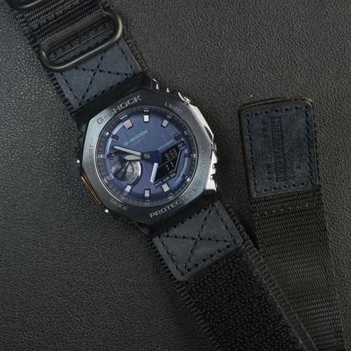HEMSUT Quick Release 16mm Military Tactical Watch Band for Casio | Shock-Resistant Nylon & Leather Strap | Compatible with GA-100, DW-5600, DW-6900, GW-M5610, GBD-800 Series & More - Image 3