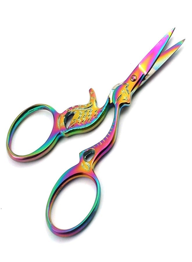 PRECISE CANADA: Multi Titanium Color Rainbow Sewing Craft Embroidery Scissors 3.5" CAT Shape - Image 1