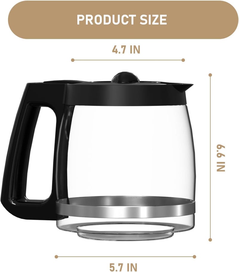 Shonshon 12-Cup Coffee Maker Glass Carafe Replacement Compatible with Hamilton Beach Coffee Maker Models 46310, 49980R, 49976, 49350, 49980A, 49980Z, 49983, 49618, 46300, 49966 1 Pack - Image 5