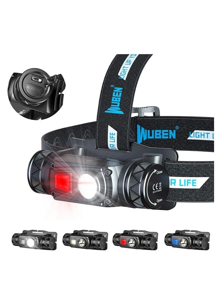 WUBEN - WUBEN H1 Rechargable Headlamp Head Light Waterproof  Flashlight Torchlight for Adult with Comfortable Headband   Use OSRAM P9 LED, Emits Light  1200 lumens,  Beam Angle is up to 100° - Image 1