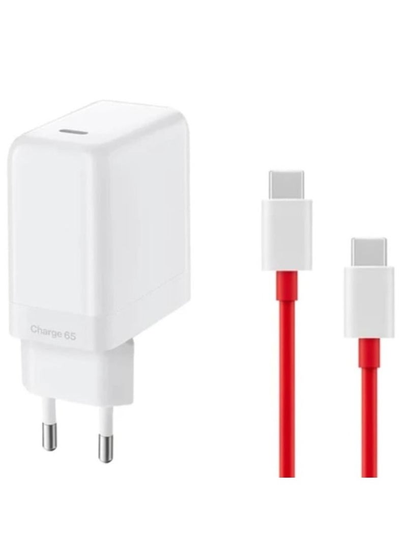 65W WARP Charger with USB-C to USB-C Cable for OnePlus Devices - Image 1