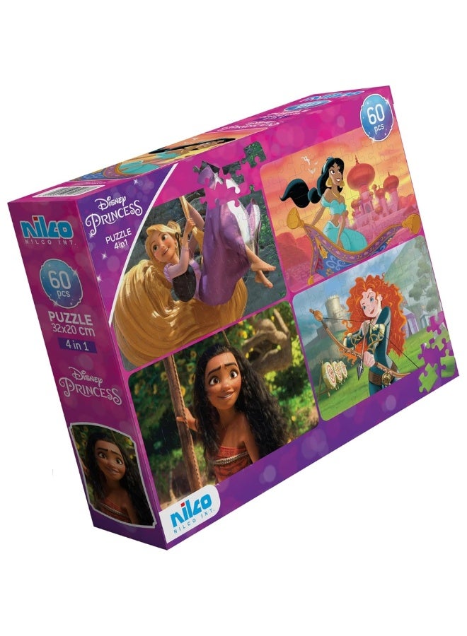 Nilco - Disney Princess Modern Puzzle 4 in 1 60 Pieces - 22676