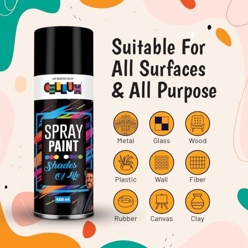 Cellux 2X Ultra Cover Bright Chrome Spray Paint | DIY, Quick Drying with Glossy Finish for Metal, Wood, Wall & Other Surfaces - 400 ML - Pack of 12 Spray Paints - Image 4