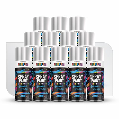 Cellux 2X Ultra Cover Bright Chrome Spray Paint | DIY, Quick Drying with Glossy Finish for Metal, Wood, Wall & Other Surfaces - 400 ML - Pack of 12 Spray Paints - Image 1