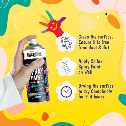 Cellux 2X Ultra Cover Bright Chrome Spray Paint | DIY, Quick Drying with Glossy Finish for Metal, Wood, Wall & Other Surfaces - 400 ML - Pack of 12 Spray Paints - Image 2