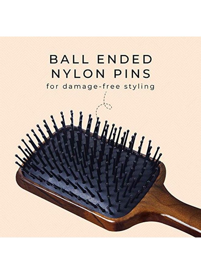 Scarlet Line Professional Maple Wood Anti Static Large Paddle Hair Styling Salon Brush with Curved Wooden Handle for Men n Women_Brown - Image 4