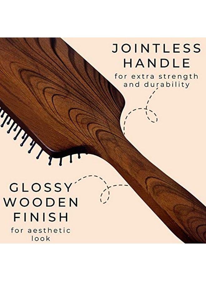 Scarlet Line Professional Maple Wood Anti Static Large Paddle Hair Styling Salon Brush with Curved Wooden Handle for Men n Women_Brown - Image 5