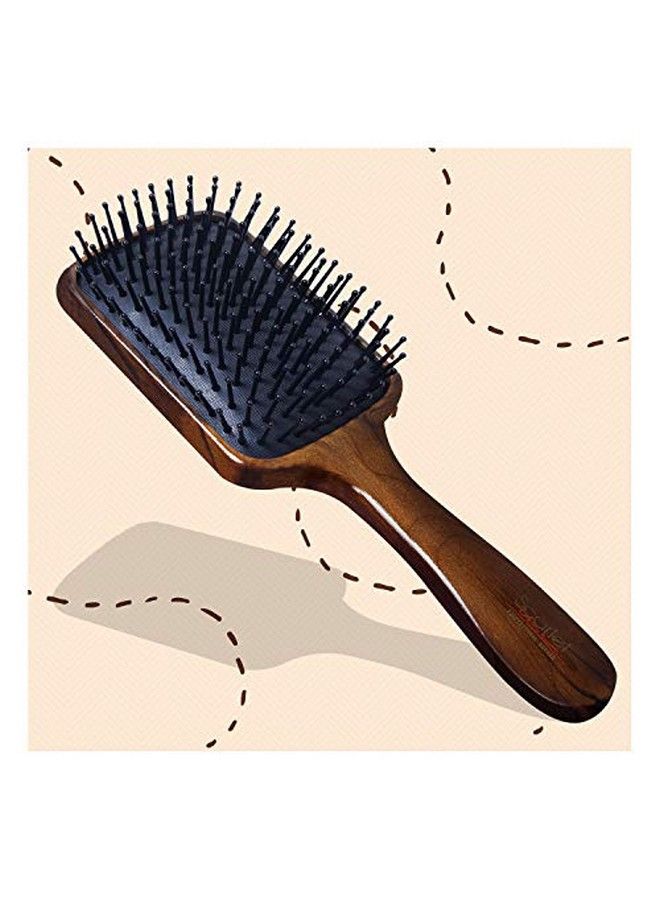 Scarlet Line Professional Maple Wood Anti Static Large Paddle Hair Styling Salon Brush with Curved Wooden Handle for Men n Women_Brown - Image 1